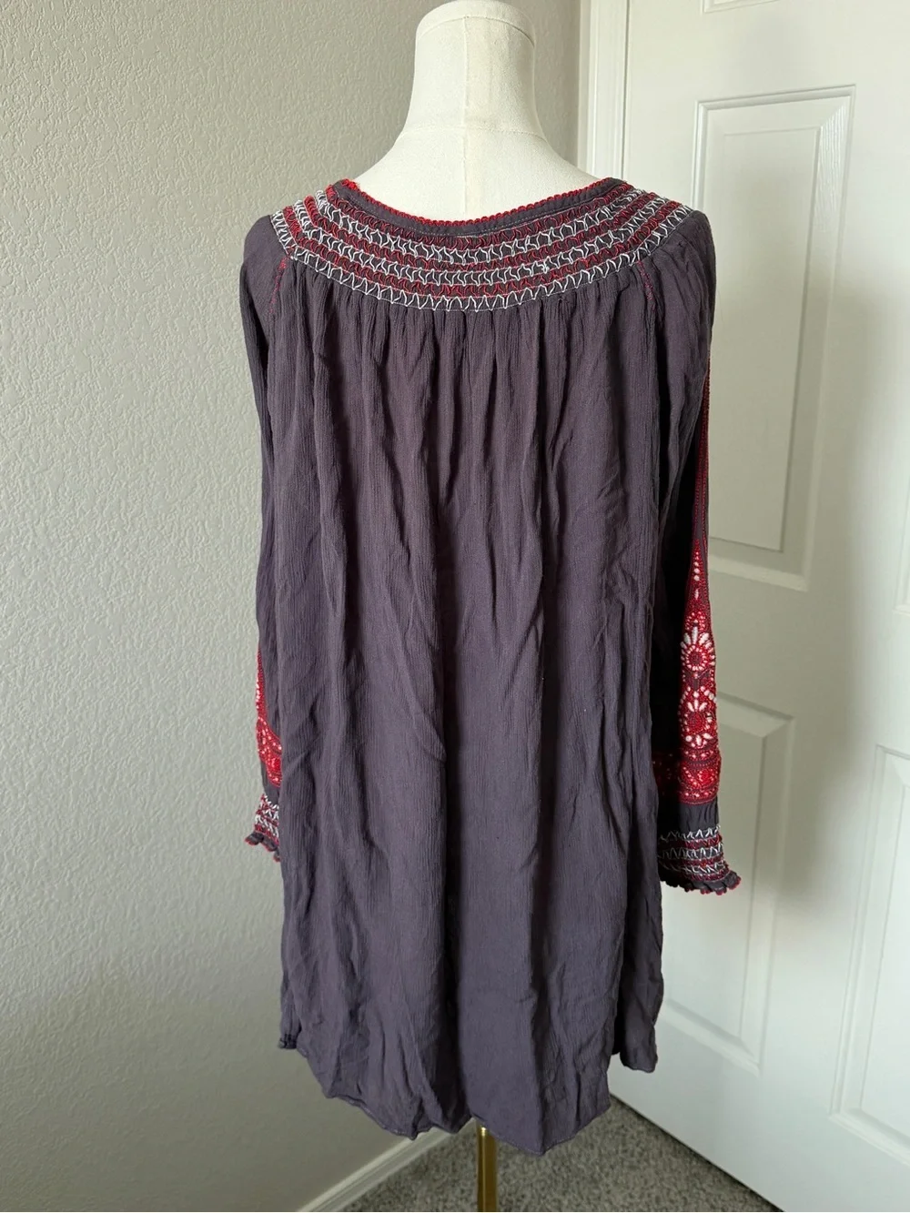 Free People Plum Tunic with White Striped Detail